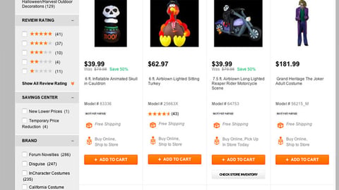 Home Depot 'Halloween & Harvest' Product Page