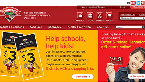 'Hannaford Helps Schools' Leaderboard Ad