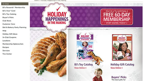BJ's 'Holiday Happenings' Landing Page