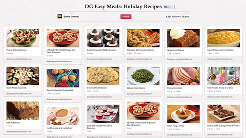 Dollar General 'Holiday Recipes' Pinterest Board