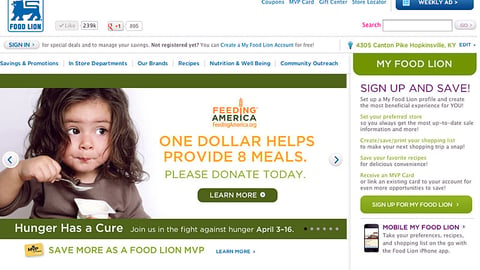 Food Lion 'Hunger Has a Cure' Carousel Ad