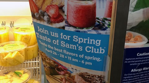 Sam's Club 'Spring Taste' Sampling Cart Sign