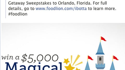 Food Lion 'Magical Family Getaway' Facebook Update