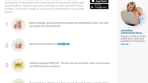 Food Lion 'Magical Family Getaway' Page