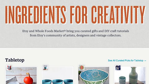 Etsy Whole Foods 'Ingredients for Creativity' Landing Page
