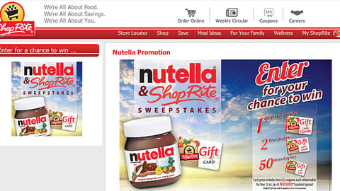 ShopRite Nutella Promotional Page