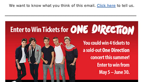 Kroger Nabisco One Direction Email Ad