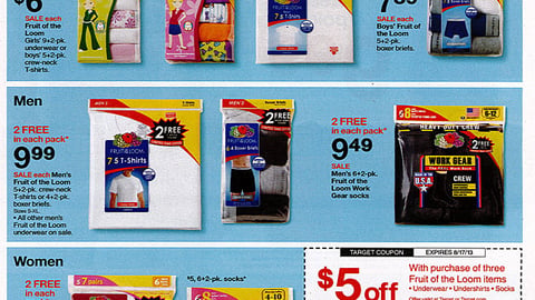 Target Fruit of the Loom '$5 Off' Feature