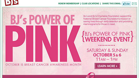 BJ's 'Power of Pink' Email