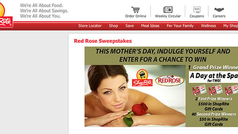Red Rose ShopRite 'Indulge Yourself' Page