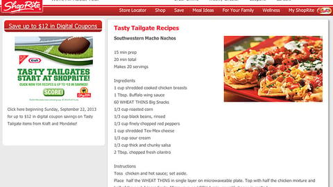 ShopRite 'Tasty Tailgates' Recipe Page