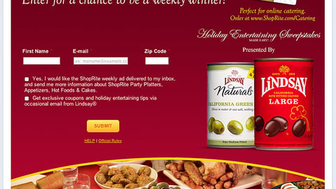 ShopRite Lindsay 'Holiday Entertaining' Sweeps Facebook Page