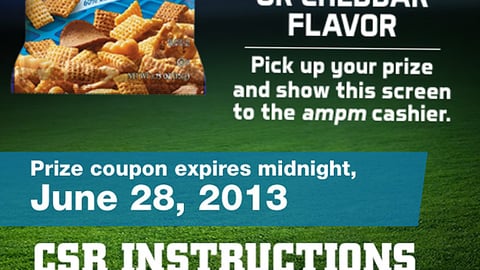 Am/pm Chex Mix Coupon Prize Page