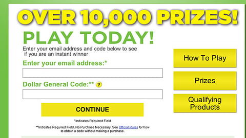 Dollar General 'Scratch & Win' Home Page