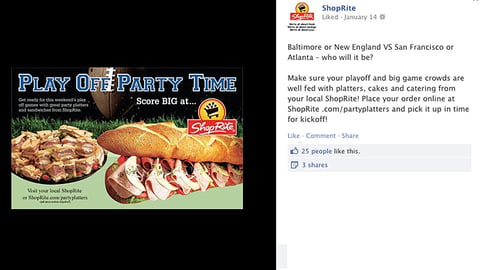 ShopRite 'Play Off Party Time' Facebook Update