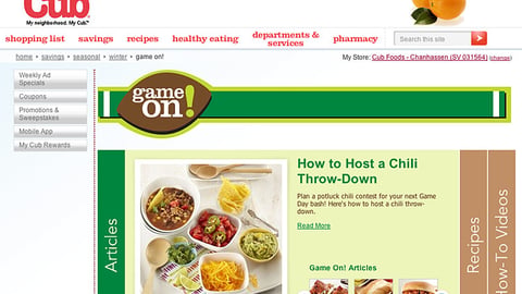 Cub Foods 'Game On' Landing Page