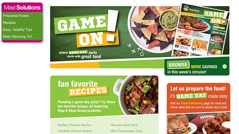 Stop & Shop 'Game On' Landing Page