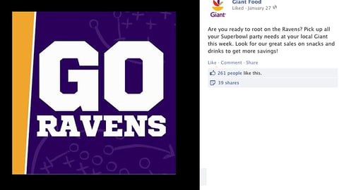 Giant-Landover 'Go Ravens' Facebook Update