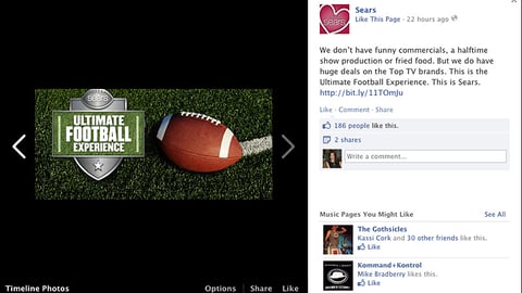 Sears 'Ultimate Football Experience' Facebook Update