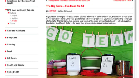 Family Dollar 'Big Game Fun' Blog Post