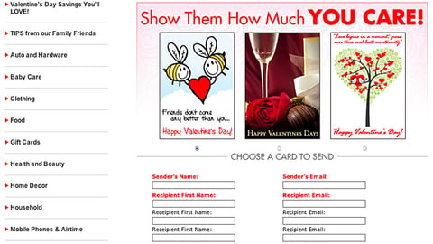 Family Dollar Valentine's Day E-Card Page