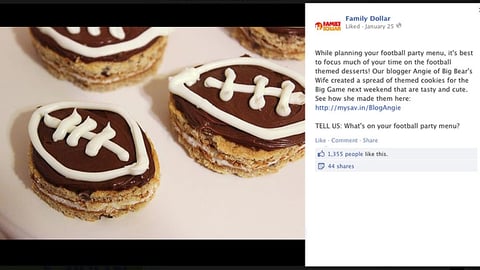 Family Dollar 'Football Party' Facebook Update