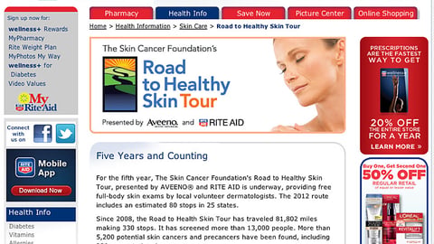 Rite Aid 'Road to Healthy Skin Tour' Webpage