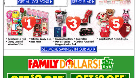 Family Dollar Valentine's Day Email Ad