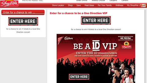 ShopRite Mondelez '1D VIP' Promotional Page