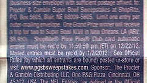 ShopRite P&G Super Bowl Sweeps Feature