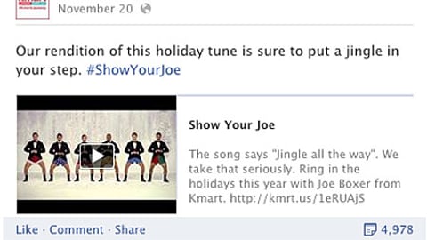 Kmart Joe Boxer 'Show Your Joe' Facebook Update