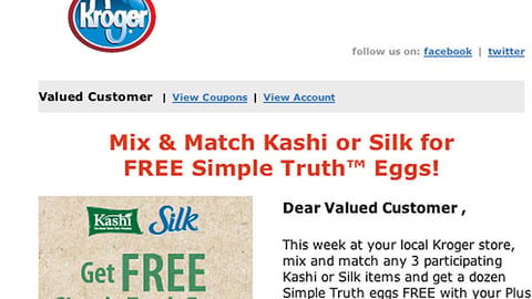Kroger 'Simple Truth Eggs' Email Ad