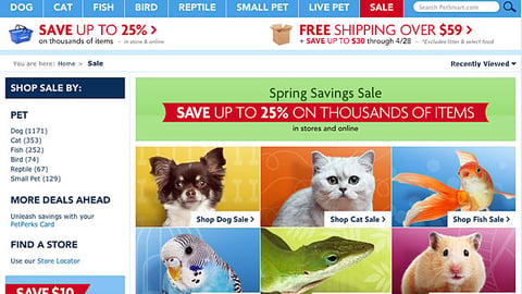 PetSmart 'Spring Savings Sale' Page