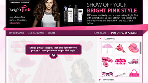 Tresemme Walgreens 'Bright Pink' Home Page