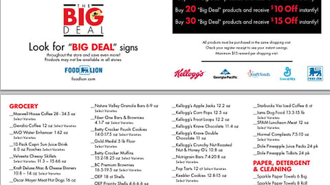 Food Lion 'The Big MVP Deal' Participant List