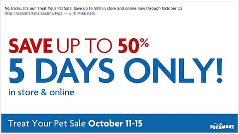 PetSmart 'Treat Your Pet' Facebook Update