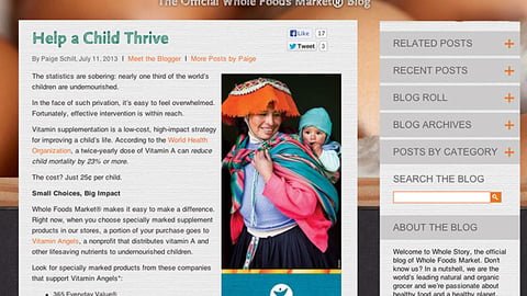 Whole Foods 'Help a Child Thrive' Blog Post