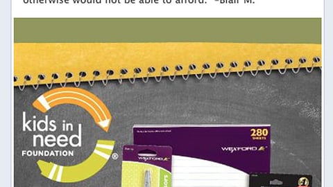 Walgreens 'Kids in Need Foundation' Facebook Update