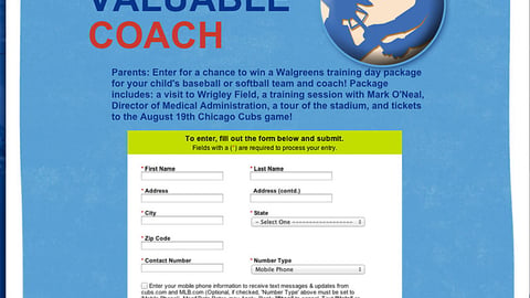 Chicago Cubs Walgreens Sweeps Entry Page