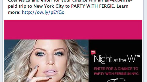 Walgreens Wet n Wild Fergie 'Night at the W' Facebook Update