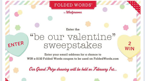 Walgreens Folded Words Valentine's Sweeps Facebook Tab