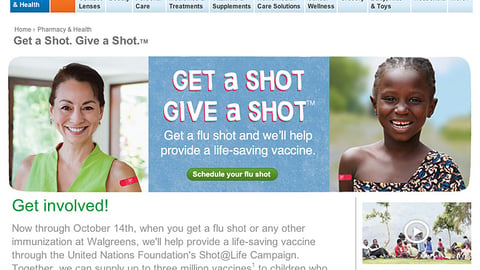 Walgreens 'Get a Shot, Give a Shot' Landing Page