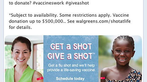Walgreens 'Get a Shot, Give a Shot' Facebook Update