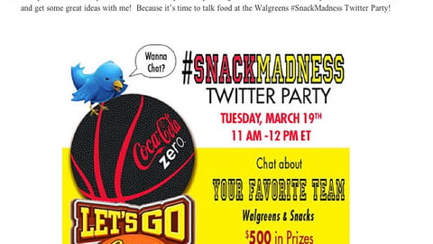 Walgreens '#SnackMadness' Twitter Party Blog Post
