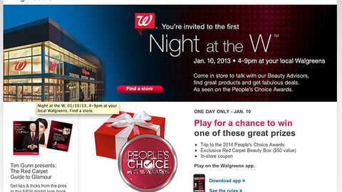 Walgreens 'Night at the W' Landing Page