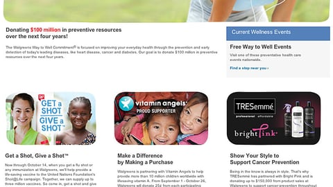 Walgreens 'Way to Well Commitment' Landing Page