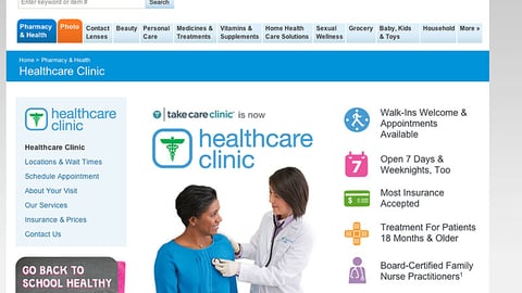 Walgreens Healthcare Clinic Landing Page