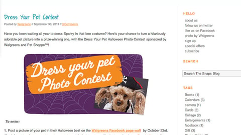 Snaps by Walgreens 'Dress Your Pet' Blog Post