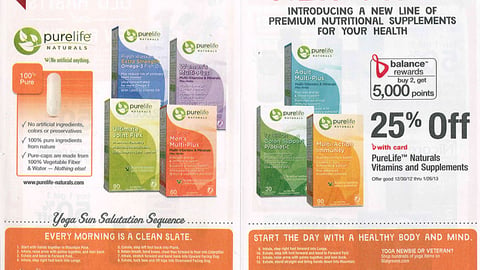Walgreens PureLife Naturals FSI