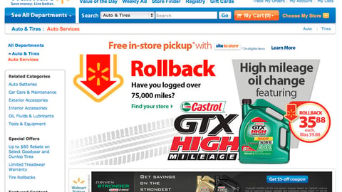 Walmart Castrol Oil Change Carousel Ad